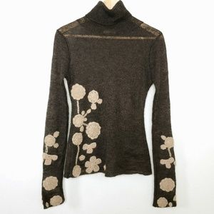 Promod mohair floral turtleneck cowl sweater XS/ S